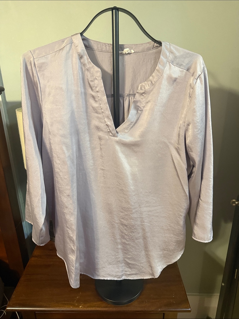 Maurices Light Lavender Satin-Feel V-Neck Tunic